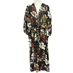 NWT Walter Baker Tulum Caftan Black Tropical Print One Size